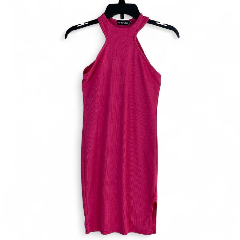 PrettyLittleThing Racerback Bodycon Ribbed Mini Dress Women’s 6 Hot Pink